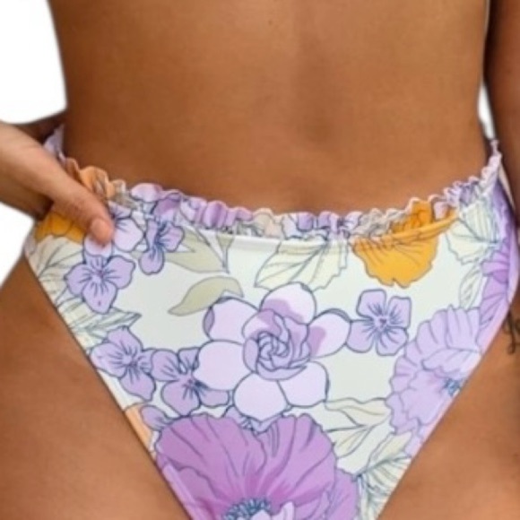 Cupshe Floral Bikini Set Purple Orange Multicolor Flowers Large - Picture 4 of 13